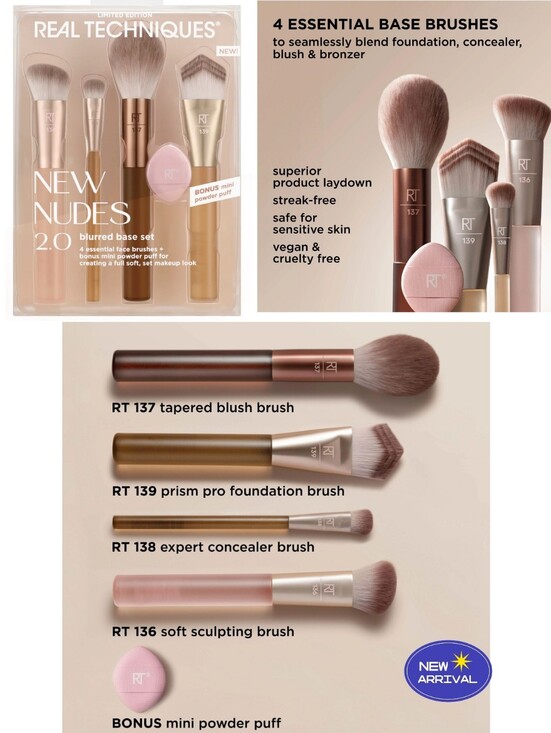 Real Techniques Other - Real Techniques New Nudes 2.0 Blurred Base Makeup Brush Set